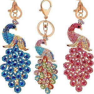 Peacock Crystal Rhinestone Keychain Bag Charm